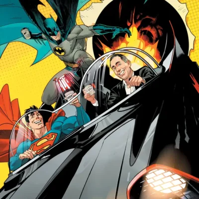 Batman Superman Worlds Finest #1 (Cover I - 1:100 Dan Mora Jerry Seinfeld in the Bat-Mobile Getting Coffee Card Stock Variant)